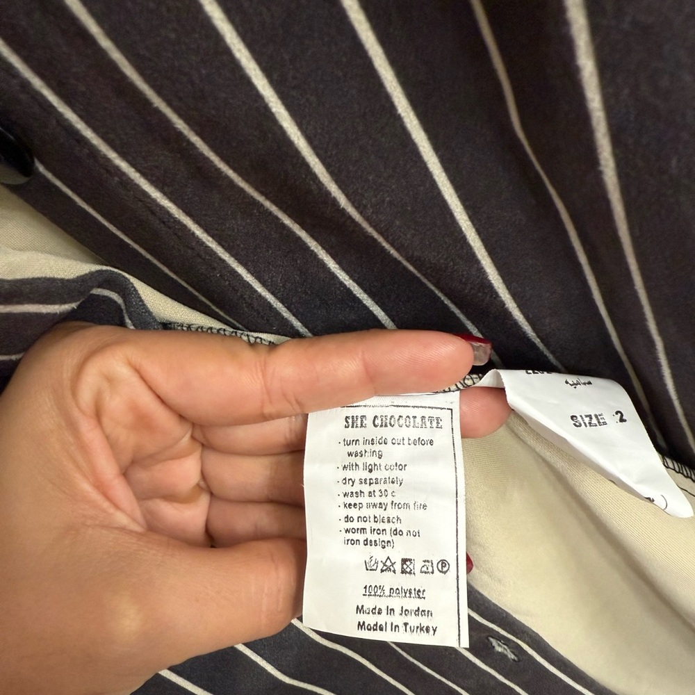 She Chocolate Gray and White Striped Shirt - Picture 5 of 10